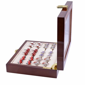 1 шт. Стеклянная коробка для запонок для мужчин, расписная деревянная коробка для показа коллекции, коробка для хранения колец емкостью 12 пар, шкатулка для ювелирных изделий 2