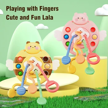 Сенсорное развитие младенцев, тренировка хватания за палец, детская игрушка с простым пузырьком на веревочке, развивающая игрушка Монтессори для раннего обучения 2
