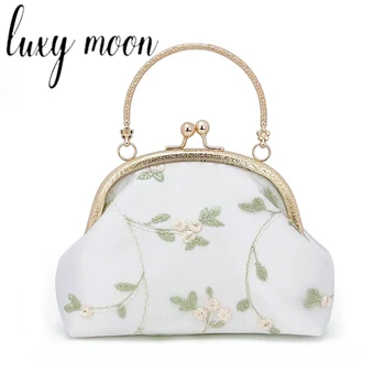 Клатчи Luxy Moon White, Элегантные модные женские сумки с цветочной вышивкой, роскошные женские вечерние сумки Z679 1