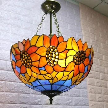 Подвесной светильник TYLA Tiffany, современный светодиодный светильник с изображением Подсолнуха, Светильники для домашней столовой 2