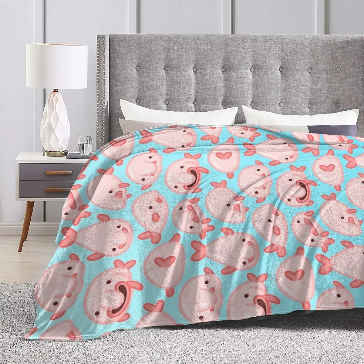 Одеяла с рисунком в виде рыбы-капли, Мягкое теплое Фланелевое Плюшевое одеяло для кровати, гостиной, Пикника, путешествия, домашнего дивана Изображение 3