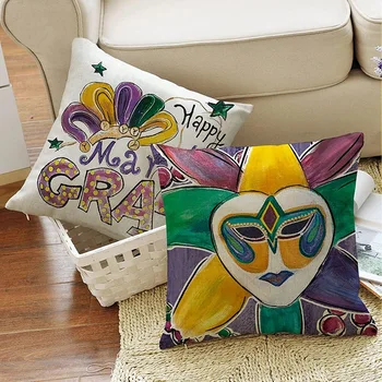 4шт Colorlife Mardi Gras Fleur De Lis, наволочки, маскарадная маска, праздничная подушка из бисера, чехол для дивана 2
