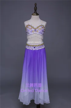 Сексуальная одежда для выступлений для девочек нестандартного размера и цвета, современное фиолетовое лирическое балетное платье 2