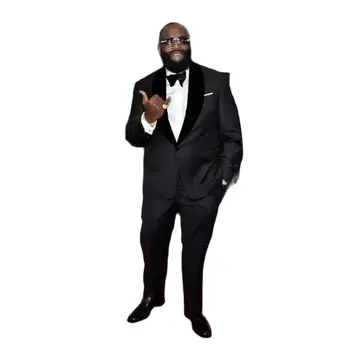 Винтажные черные мужские костюмы с лацканами и шалью, однобортный пиджак из 2 частей, брюки большого размера, повседневные роскошные наряды для выпускного вечера, Terno 2024 2