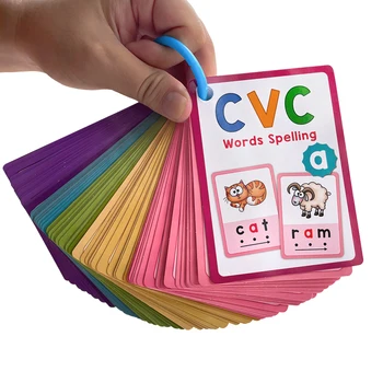Карточки для изучения правописания слов CVC для детей, обучающие грамоте в детском саду, детские развивающие игрушки монтессори 130 слов 2