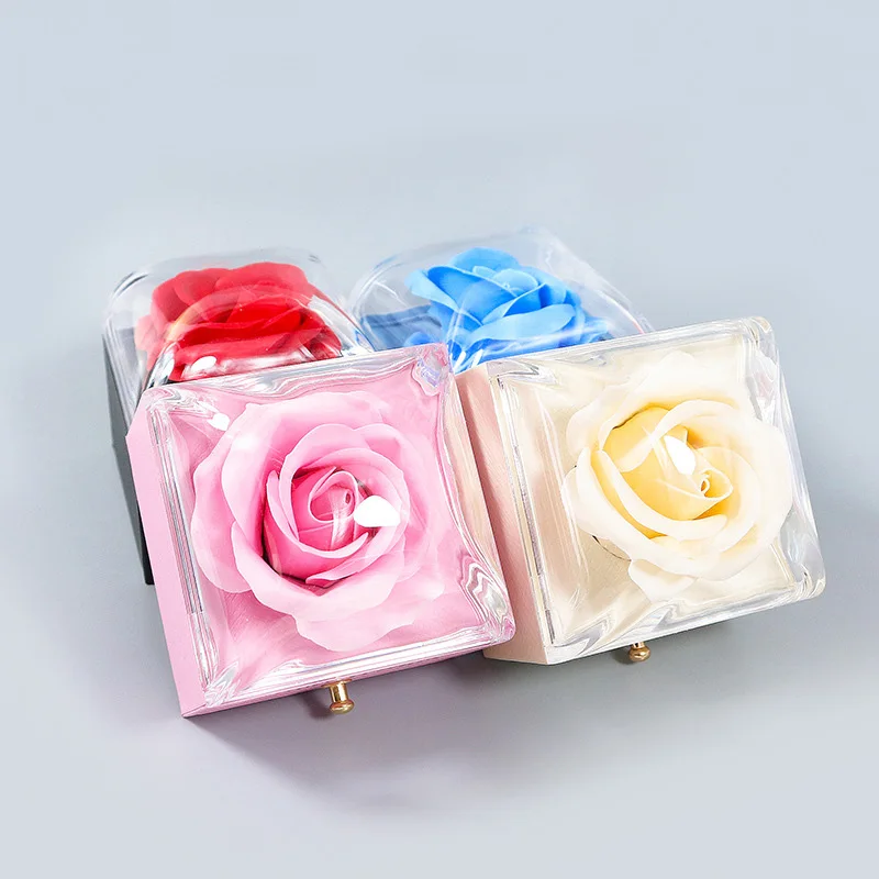 Новая шкатулка с цветами розы для ожерелья, кулона, органайзера для подарков на День Святого Валентина, пластиковая упаковка, коробка-дисплей для женщин Изображение 3