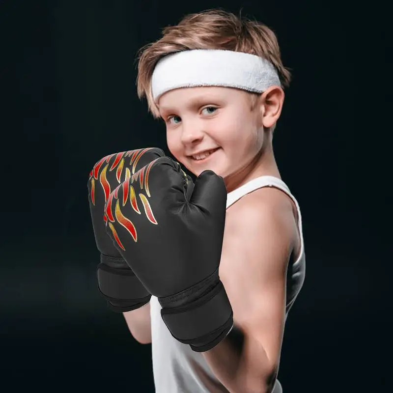 Детские боксерские перчатки, перчатки для начинающих, защитные и дышащие тренировочные перчатки для кикбоксинга, безопасные боксерские груши Изображение 1
