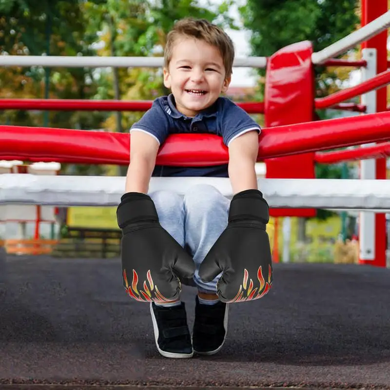 Детские боксерские перчатки, перчатки для начинающих, защитные и дышащие тренировочные перчатки для кикбоксинга, безопасные боксерские груши Изображение 2