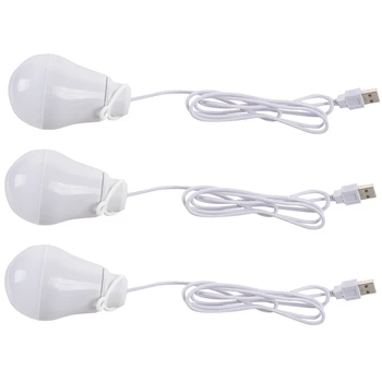 LBER 3X Светодиодная лампа постоянного тока 5 В 5 Вт, USB-лампа, портативная белая лампа для ноутбука на открытом воздухе (белая) 1