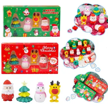 Рождественский ластик для детей, 4 шт., ластики с рождественскими персонажами, милые рождественские ластики-пазлы, настольные игрушки для домашних животных для 2