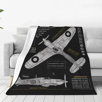 Одеяло Spitfire Hawker Hurricane из теплого флиса и мягкой фланели, самолет-истребитель, военный пилот Второй мировой войны, самолет, Пледы для дивана 1
