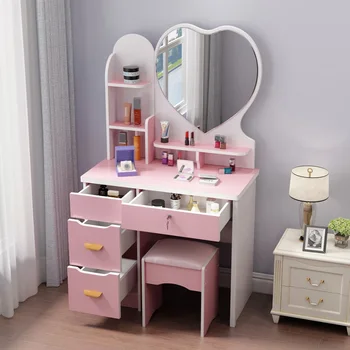 Туалетный столик для роскошной спальни, зеркало для макияжа, Консоль для хранения, Туалетный столик, Женский органайзер, Модная мебель Mesa De Maquillaje 2