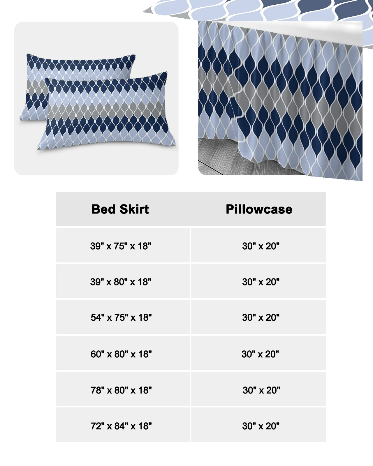 Геометрическая сине-серая средневековая юбка для кровати, Эластичное облегающее покрывало с наволочками, Наматрасник, Комплект постельных принадлежностей, простыня Изображение 5