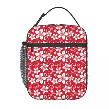 Изолированная сумка для ланча с тропическим цветочным рисунком для унисекс, ланч-бокс с красными цветами, повседневная сумка-холодильник для пикника, Переносная сумка-тоут, сумки для еды, Рождество 1