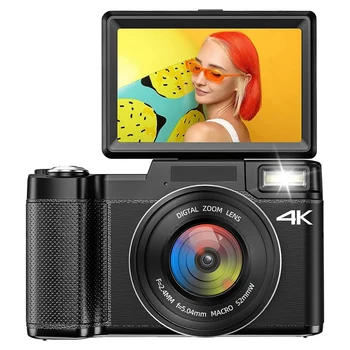 1 комплект цифровой камеры 4K для фотосъемки Видеокамера с откидным экраном на 180 ° и 16-кратным цифровым зумом 1
