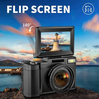 1 комплект цифровой камеры 4K для фотосъемки Видеокамера с откидным экраном на 180 ° и 16-кратным цифровым зумом 2
