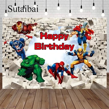 Фон для Дня рождения Супергероя Мстителя Фон для украшения тематической вечеринки Супергероя Фон для вечеринки супергероев на День рождения детей 1