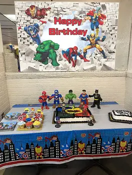 Фон для Дня рождения Супергероя Мстителя Фон для украшения тематической вечеринки Супергероя Фон для вечеринки супергероев на День рождения детей 2