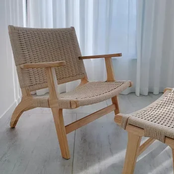 Деревянные плетеные кухонные стулья из ротанга Офисное дизайнерское Кожаное кресло Письменный стол Высокоэстетичный пол Sillas Nordicas Мебель для дома 2