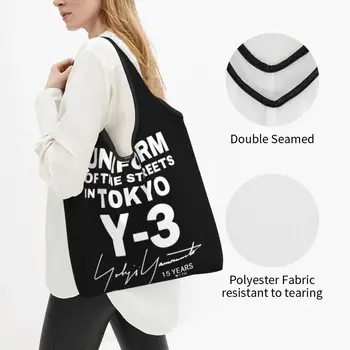 Большие многоразовые продуктовые сумки Yohji Yamamoto, перерабатываемые, Складная сумка-тоут для покупок, стираемая, легкая 2