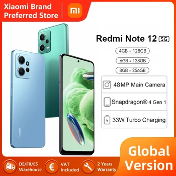 Глобальная версия смартфона Xiaomi Redmi Note 12 5G Snapdragon® 4 GEN 1 120 Гц AMOLED 33 Вт Быстрая Зарядка 48 МП Камера 5000 мАч 1