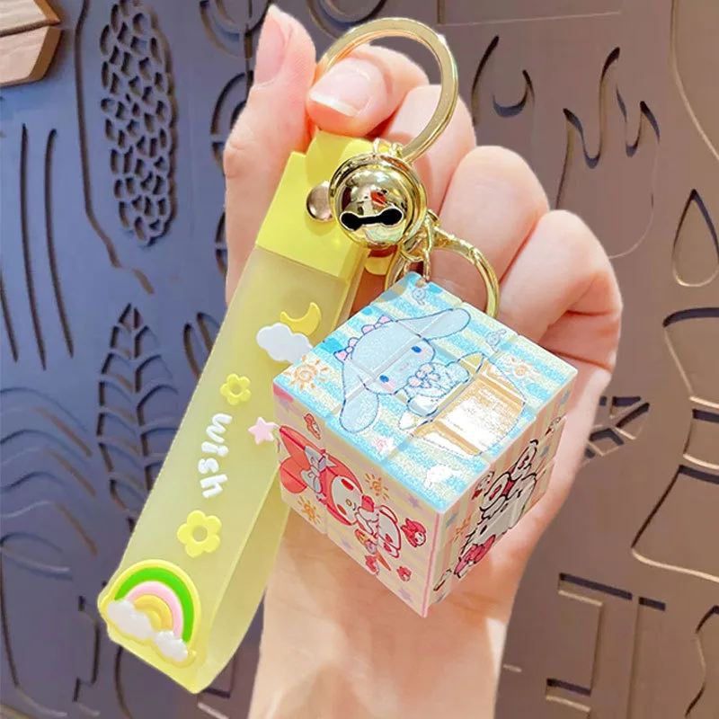 Sanrio Kawaii Аниме My Melody Игрушки Hello Kitty С различными узорами, брелок для ключей с кубиком Рубика, Рождество, Хэллоуин, Подарок на День рождения Изображение 3
