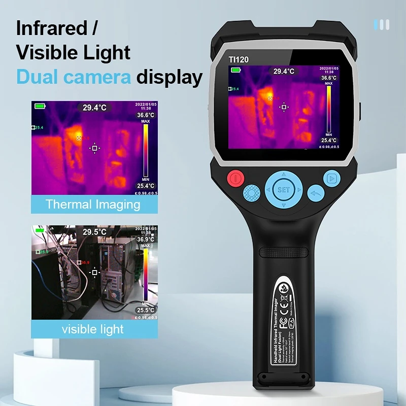 Портативная Температурная Тепловизионная камера -20 ~ 400C Цветной экран промышленного Температурного тестера Тепловизор Изображение 4