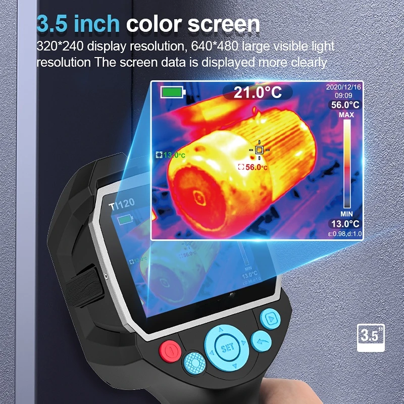 Портативная Температурная Тепловизионная камера -20 ~ 400C Цветной экран промышленного Температурного тестера Тепловизор Изображение 5