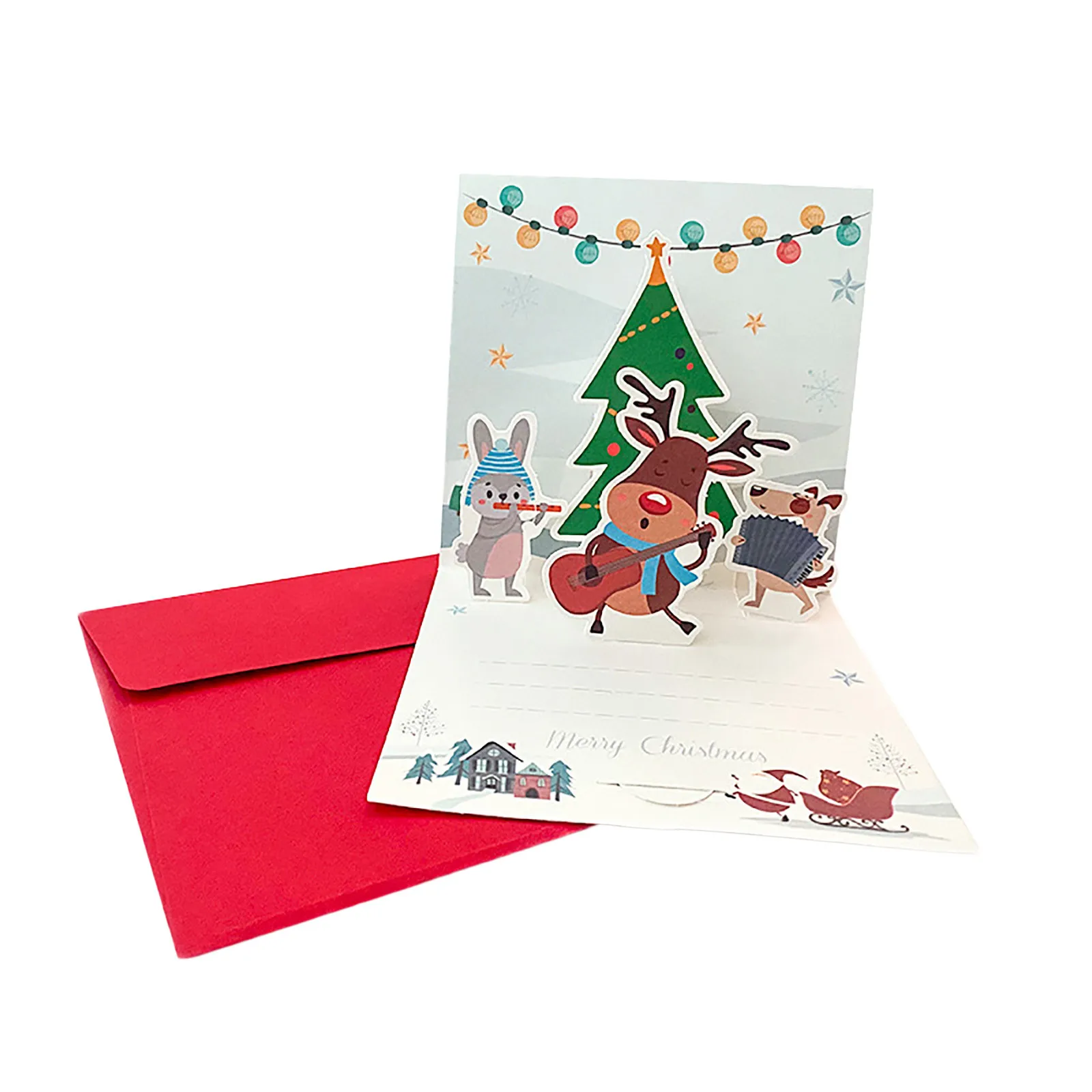 Открытка с рождественским поздравлением, креативное благословение, три маленькие открытки, Рождественский орнамент в виде барабана гнома на День рождения Изображение 1