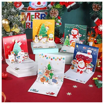 Открытка с рождественским поздравлением, креативное благословение, три маленькие открытки, Рождественский орнамент в виде барабана гнома на День рождения 1