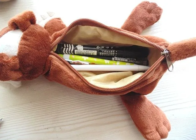 1 шт./лот, милая кавайная инновационная пушистая сумка для карандашей в форме животных и пенал для школы и офиса, WJD00019 Изображение 4