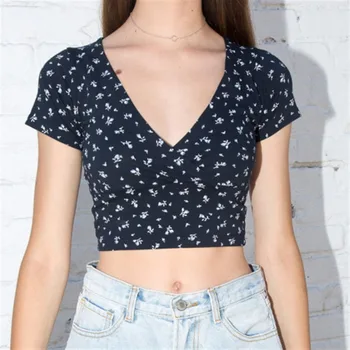 Лето 2021, Новая женская сексуальная дырявая футболка с мелким принтом в виде креста с короткими рукавами, укороченный топ, женская модная футболка с короткими рукавами 2
