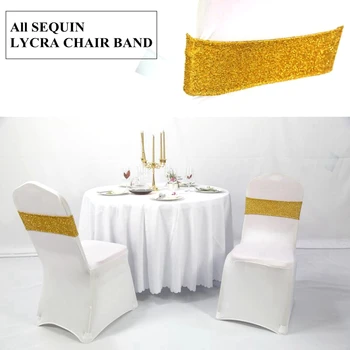 Золотая и Серебряная лента для стульев из лайкры с блестками, эластичный пояс-бант для банкета, свадебной обложки, украшения мероприятий и вечеринок 1