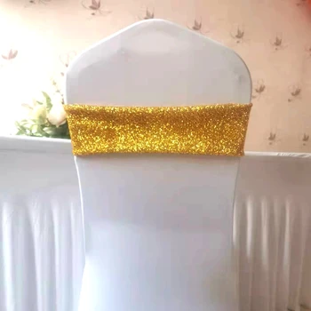 Золотая и Серебряная лента для стульев из лайкры с блестками, эластичный пояс-бант для банкета, свадебной обложки, украшения мероприятий и вечеринок 2