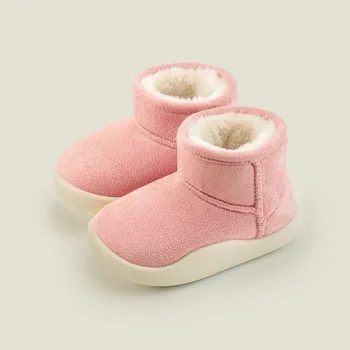 Зимние ботинки для малышей, нескользящие ботильоны для маленьких девочек и мальчиков, теплые меховые ботильоны 2