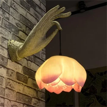 Креативный новый китайский Ручной Настенный светильник Будды, дзен-кабинет и спальня, фоновая стена, коридор, украшение балкона, лампа Lotus 1