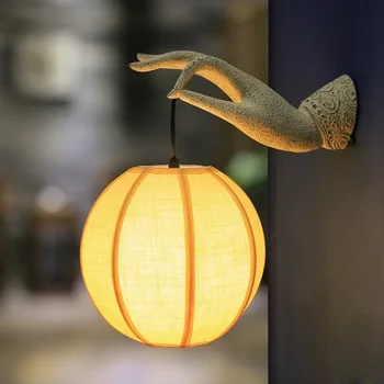 Креативный новый китайский Ручной Настенный светильник Будды, дзен-кабинет и спальня, фоновая стена, коридор, украшение балкона, лампа Lotus 2