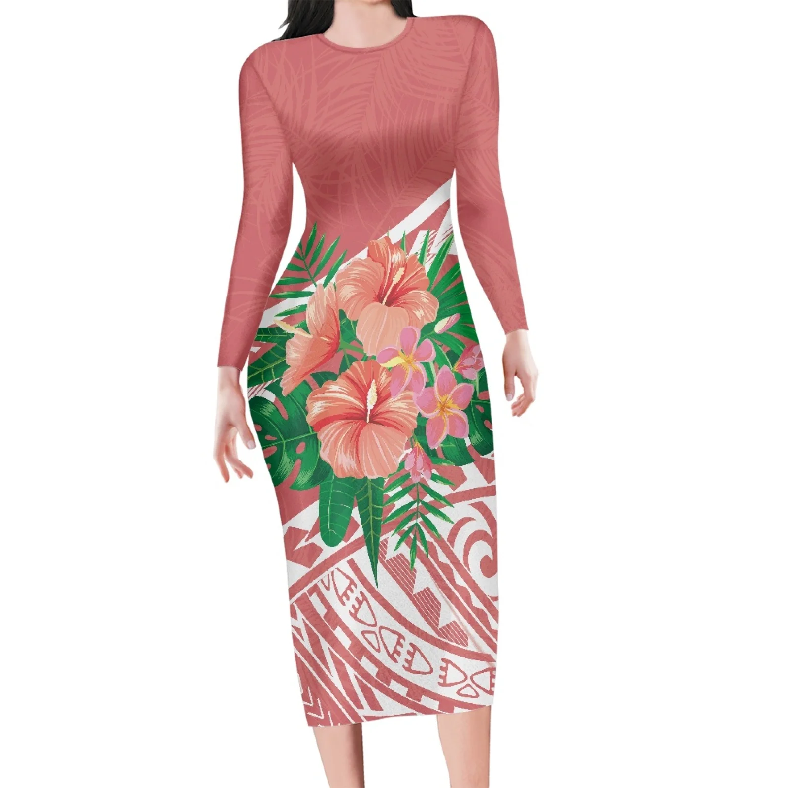 Полинезийское облегающее гавайское платье для женщин, татуировки Тонга и цветочные мотивы, Банкетное платье, Идеальная сексуальная одежда, скидка Изображение 1