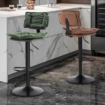 Металлический Кухонный Барный стул Бесплатная Доставка Современный дизайн Регулируемый Кожаный Барный стул Роскошная Высококачественная Банкетная Гостиничная мебель 2