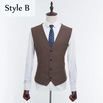 Модный бренд YIWUMENSA, весна-осень, жилет больших размеров, мужской пиджак без рукавов, бежевый, серый, коричневый, винтажный твидовый жилет 2