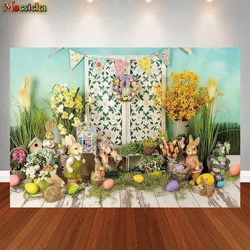 Mocsicka весенний фон для фотосъемки Кролик яйца цветок Baby душ день рождения Партии интерьерная фотосъемка фон 1