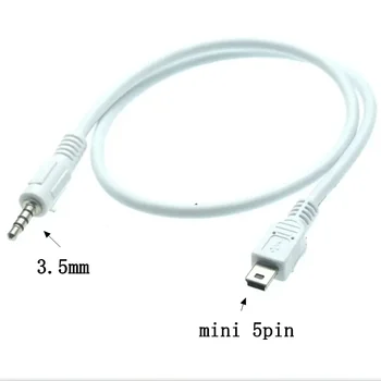 Аудиокабель Mini USB - 3,5 мм Aux, 5-контактный разъем Mini USB B от разъема 3,5 мм Aux, аудиопровод длиной 50 см, кабель 1