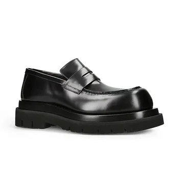 Роскошные мужские лоферы-слипоны из натуральной кожи, британские деловые туфли-дерби на толстой подошве, дизайнерская обувь Zapatos 6C 2