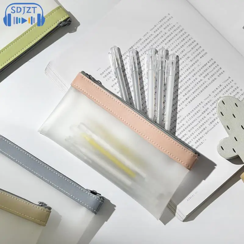 Простая корейская мода INS из ТПУ, сумка для карандашей, чехлы для канцелярских принадлежностей, пенал для карандашей, школьный пенал для ручек Изображение 1