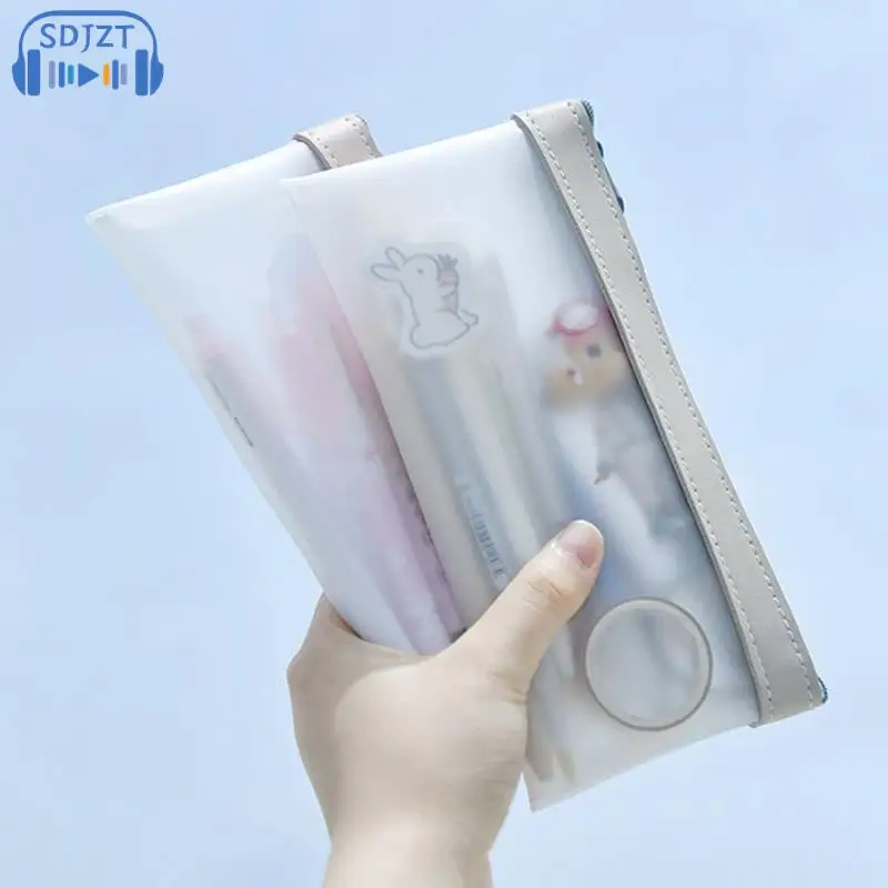 Простая корейская мода INS из ТПУ, сумка для карандашей, чехлы для канцелярских принадлежностей, пенал для карандашей, школьный пенал для ручек Изображение 4