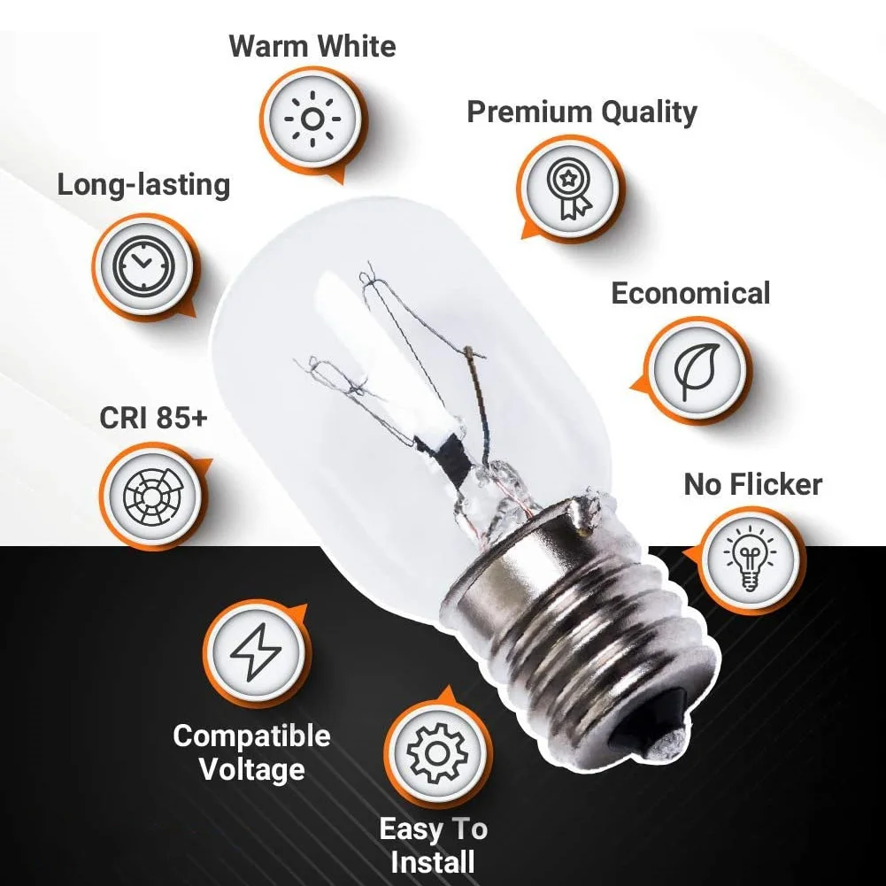 Электрическая лампочка для микроволновой печи 40 Вт E17 125V Запасная часть - точно подходит для микроволновых печей Whirlpool и лавовых ламп - Упаковка из 3 штук Изображение 1