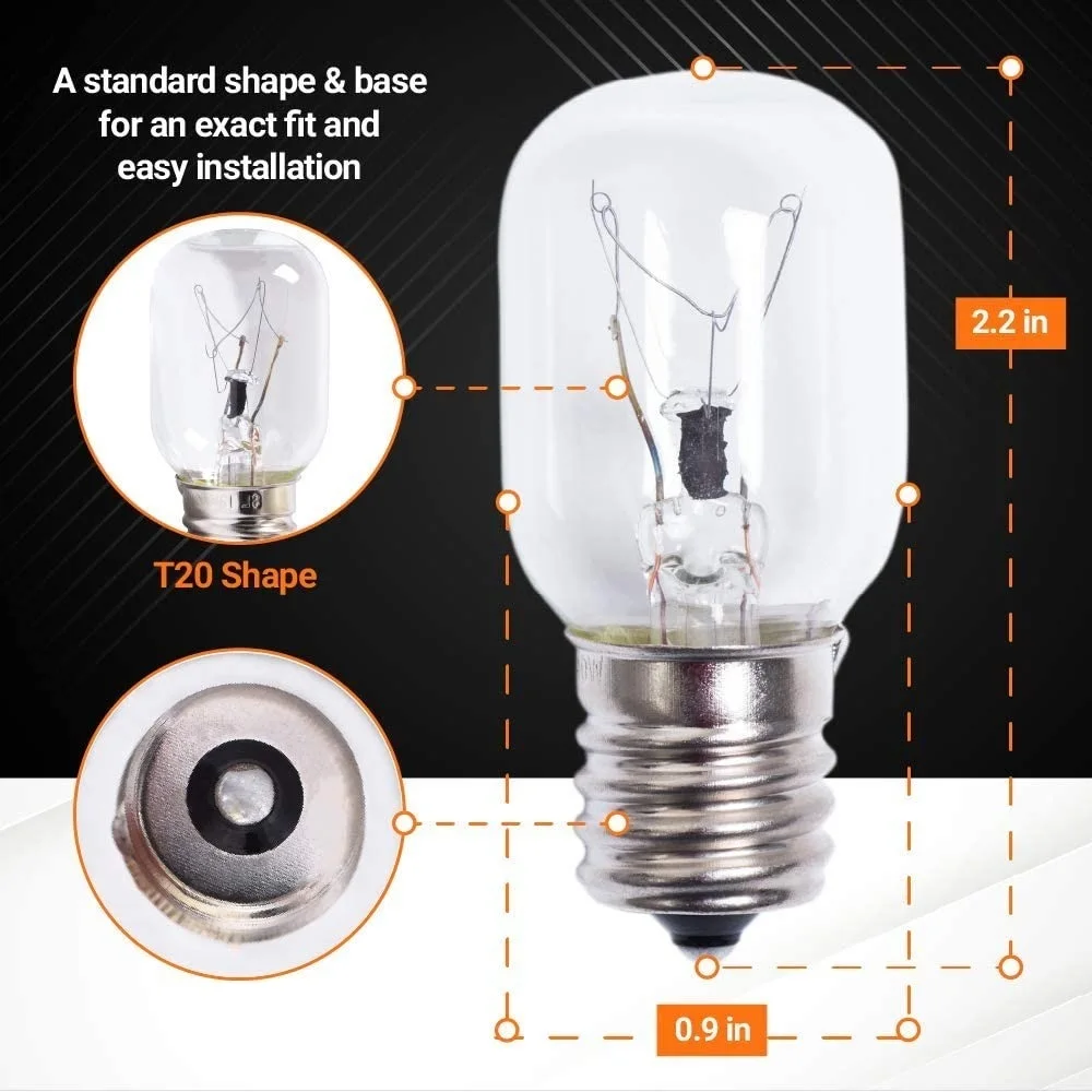 Электрическая лампочка для микроволновой печи 40 Вт E17 125V Запасная часть - точно подходит для микроволновых печей Whirlpool и лавовых ламп - Упаковка из 3 штук Изображение 3