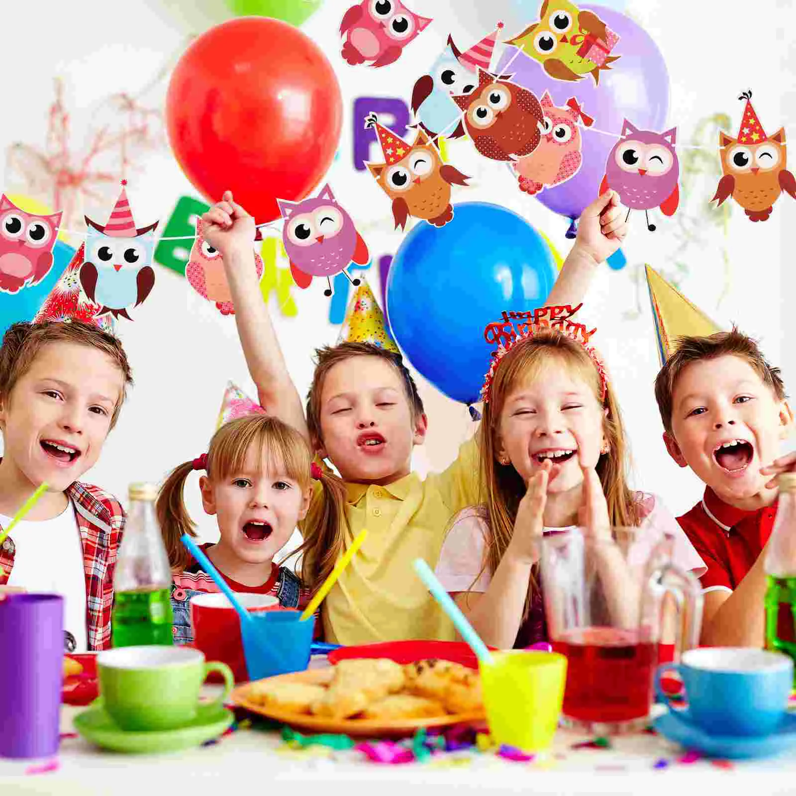 2 Шт Баннер на день рождения, флаг, Украшение для вечеринки, Венки, поставка детских декоративных украшений в виде животных Изображение 3