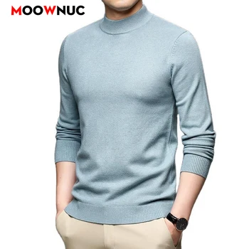 Весенние мужские модные свитера Новый Осенне Зимний пуловер с длинными рукавами Повседневный Однотонный Тонкий Теплый Мужской Классический бренд MOOWNUC 1