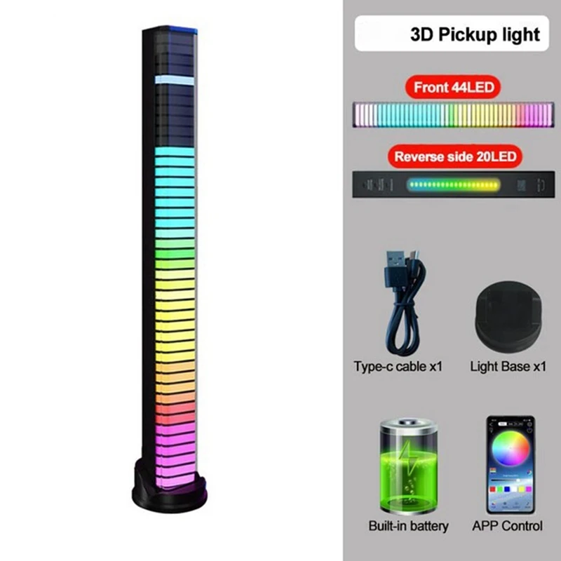 RGB-подсветка со звуком, 3D Двусторонняя Музыкальная Ритмическая лампа, Беспроводная светодиодная панель для автомобильного игрового телевизора Изображение 1